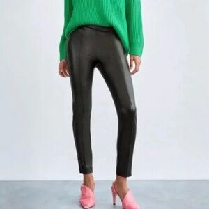 Anthropology Babaton black faux leather trousers with side zipper size 0